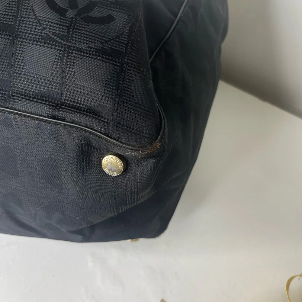 Authentic CHANEL Black Travel Line Tote Bag